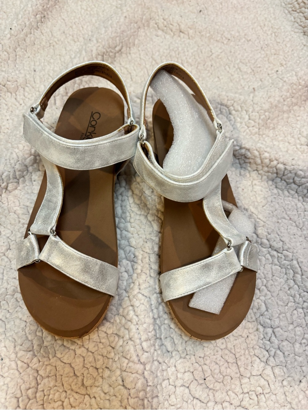 Corkys Silver Strappy Comfort Sandals for Women